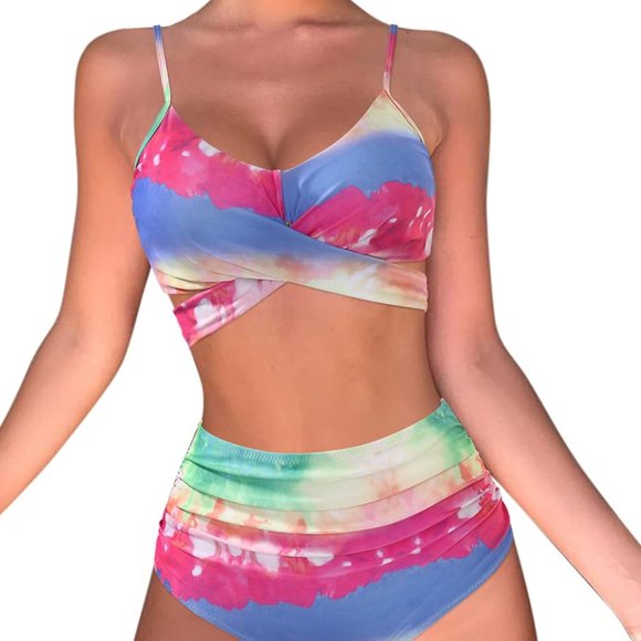 Women's Wrap Front High Waisted Bikini Set Two Pieces Bathing Suit Size XL - Picture 8 of 8